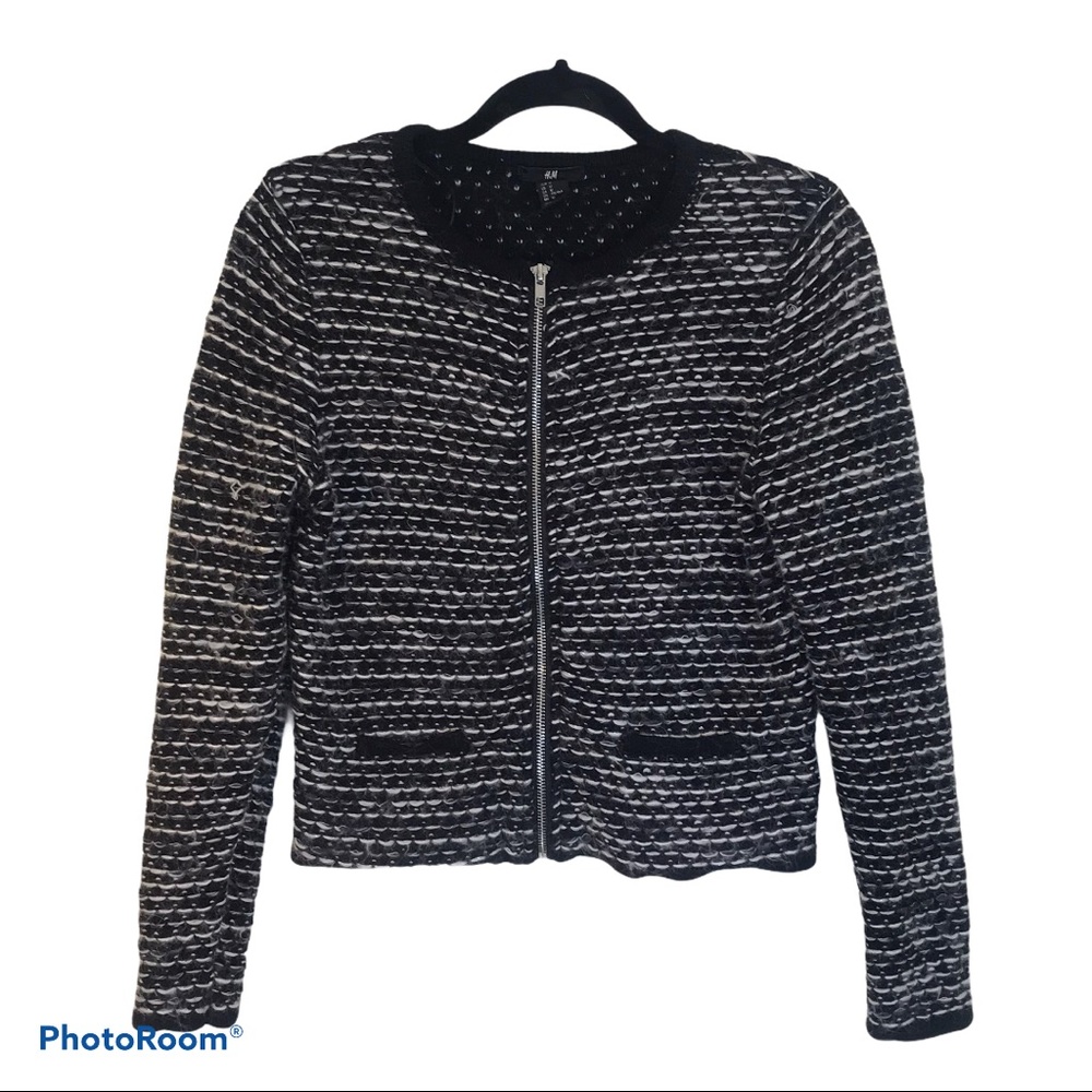 H&M Wool Blend Zip Up Cardigan Sweater Sz M
